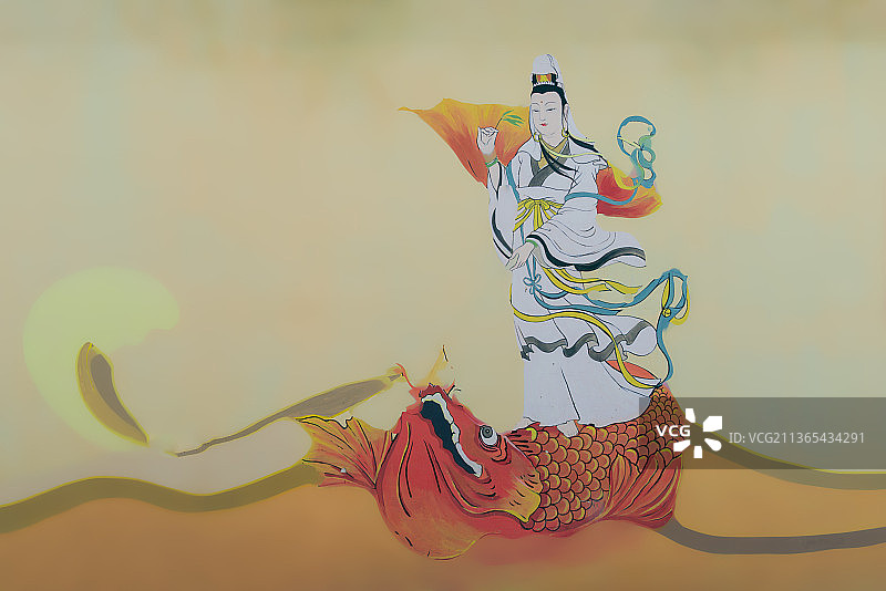 宗教故事，观音过江图片素材