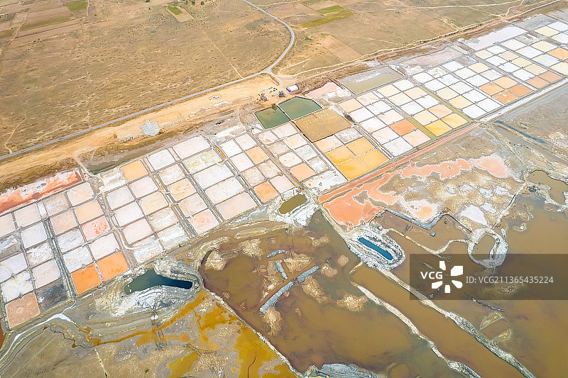 陕北定边盐湖航拍鸟瞰图图片素材