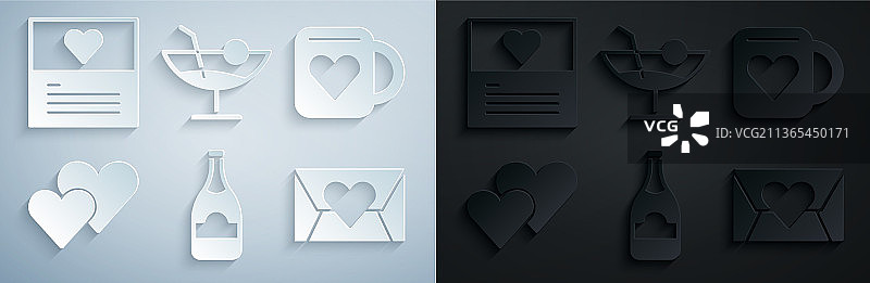 香槟咖啡杯爱心套装图片素材