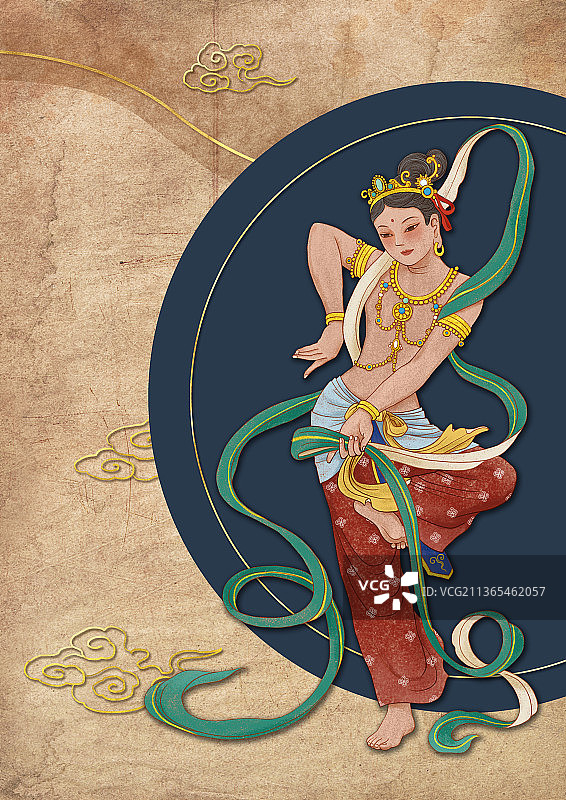 敦煌壁画飞天舞图片素材