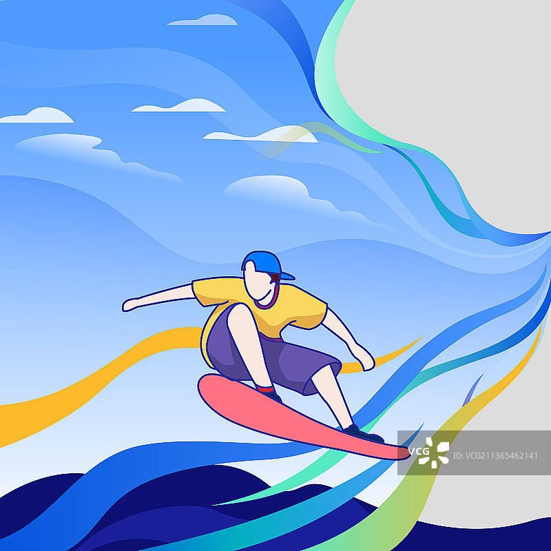 冲浪矢量插画图片素材