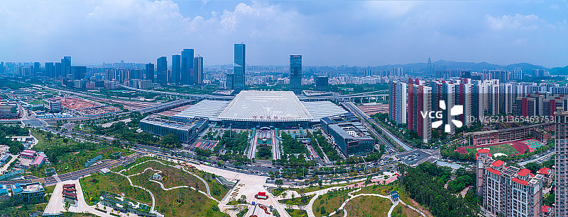 全景图航拍深圳城市建筑图片素材