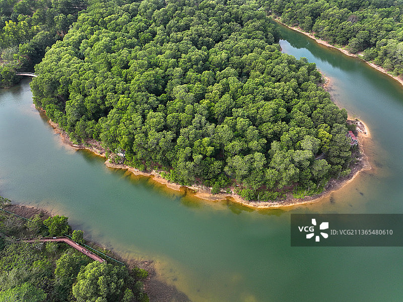 广东省深圳市坪山区聚龙山生态公园航拍图片素材