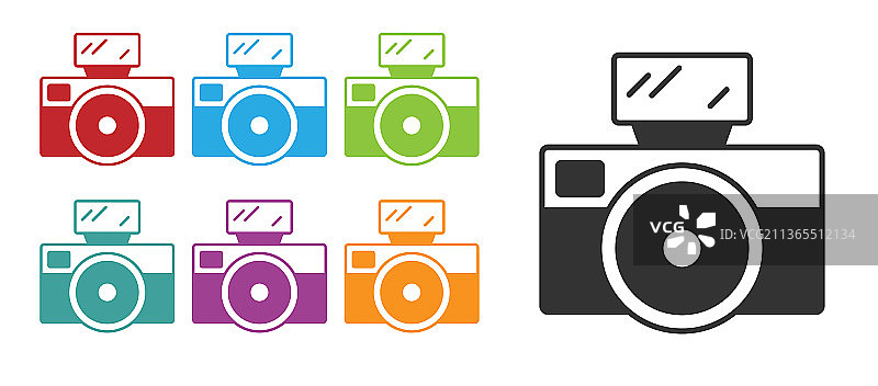 带闪光灯的黑色照相机图片素材