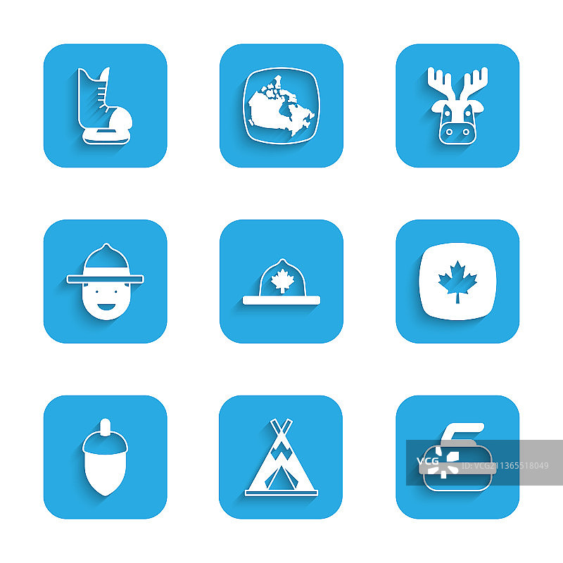 加拿大游骑兵帽、印第安圆锥帐篷全套图片素材