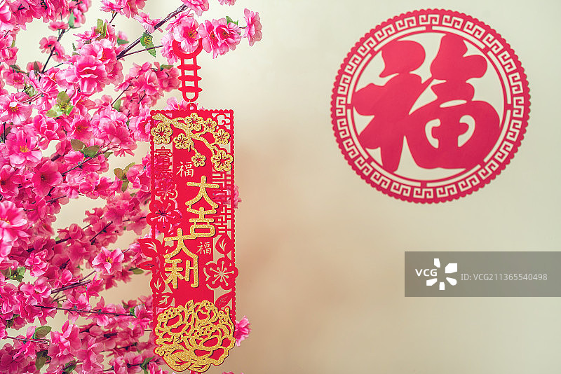 大吉大利桃花春节装饰背景图片素材