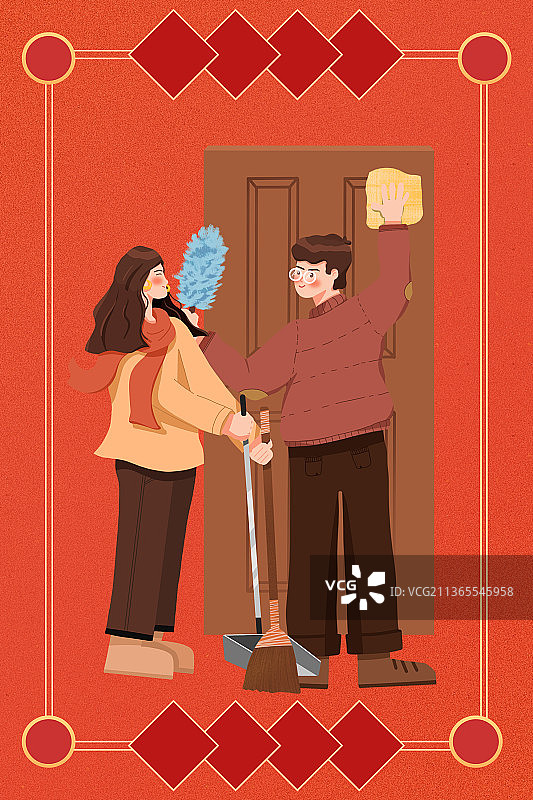 新年习俗，家庭大扫除图片素材