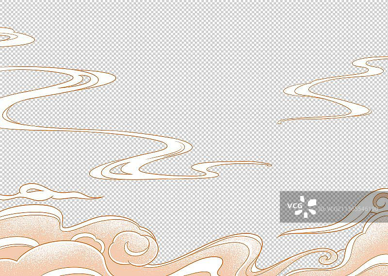 国潮风云金色背景朵插画图片素材