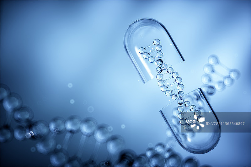 3D渲染的微观世界里的dna结构图片素材