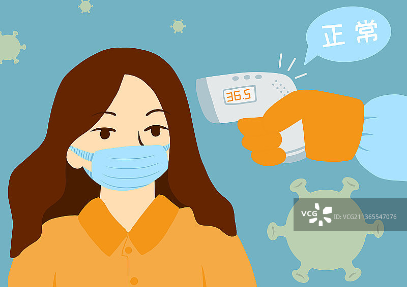 医疗工作者为群众测量体温图片素材