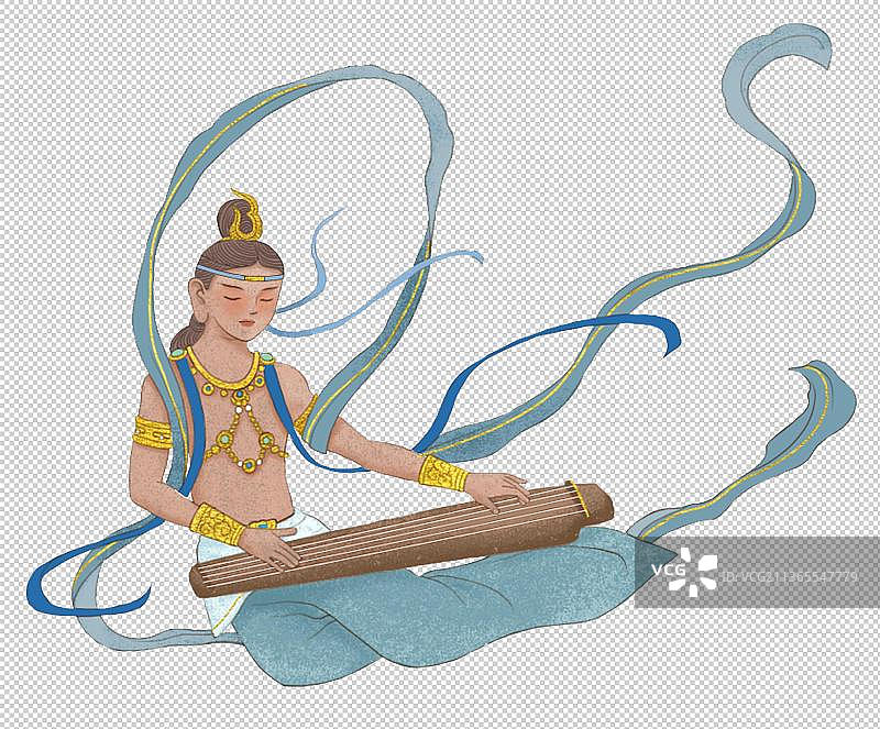 敦煌壁画飞天乐师图片素材