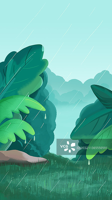 雨水节气插画图片素材