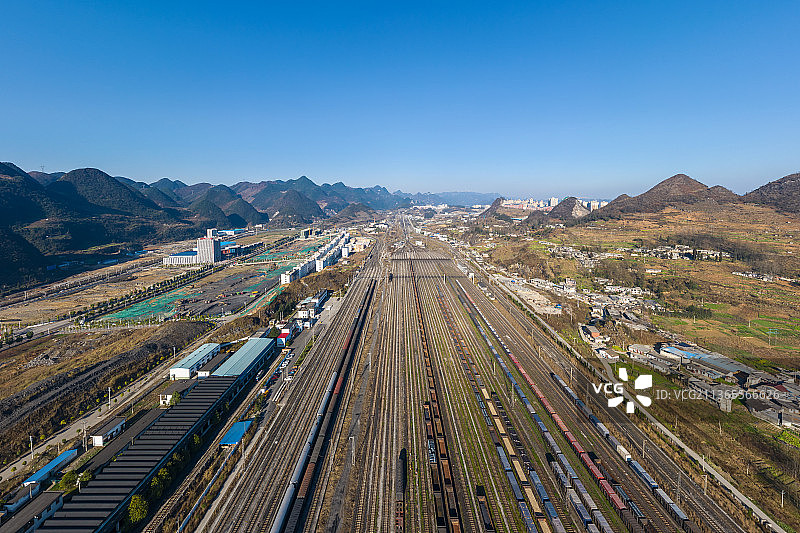 航拍六盘水铁路南站风光图片素材