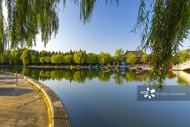 中国山西省运城市鹳雀园秀丽景色图片素材