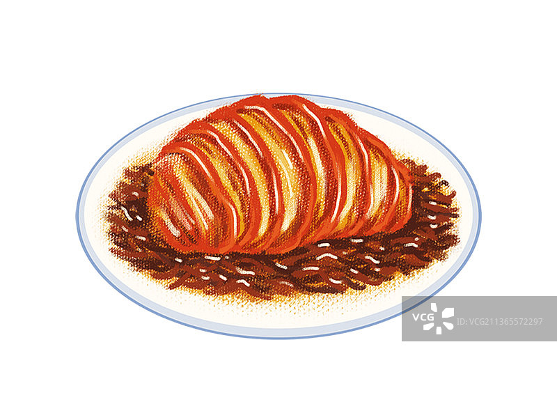 梅菜扣肉水彩插画图片素材
