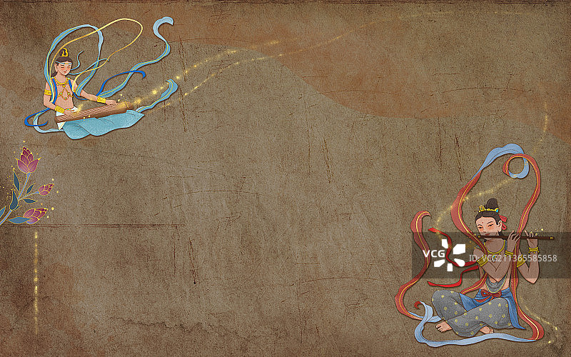 敦煌飞天乐师图图片素材