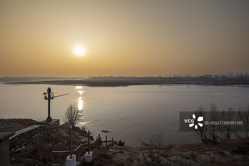 济南黄河日落风光图片素材