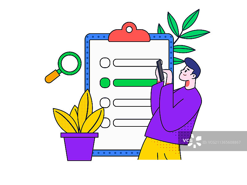 邀请好友进行问卷调查扁平矢量概念运营插画图片素材