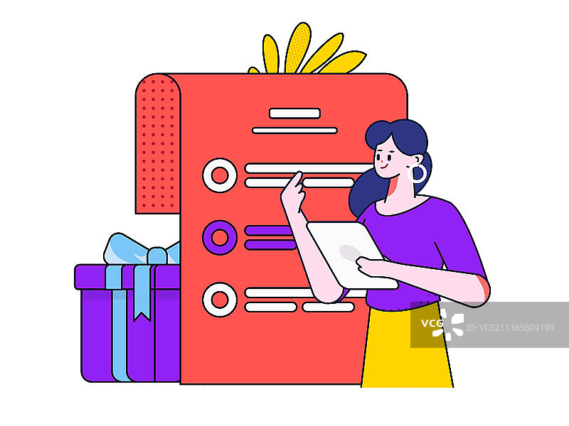 邀请好友进行问卷调查扁平矢量概念运营插画图片素材