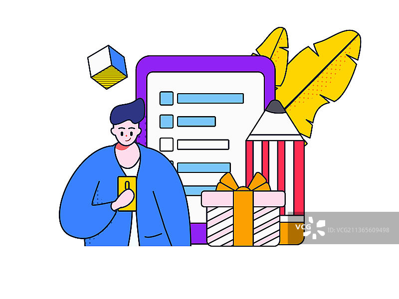 邀请好友进行问卷调查扁平矢量概念运营插画图片素材