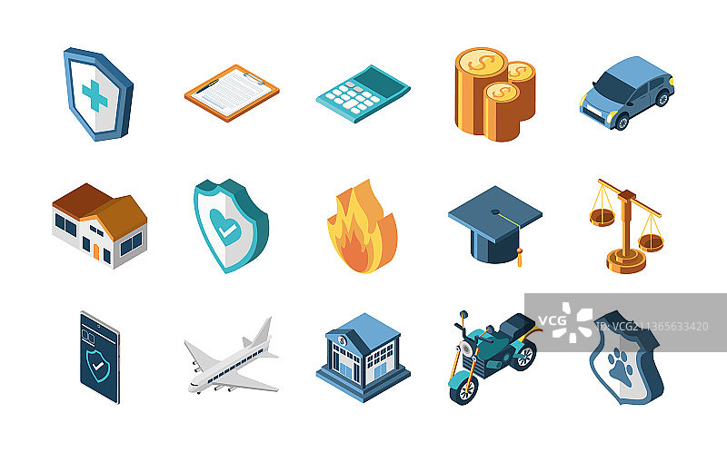 2.5D保险组合图片素材