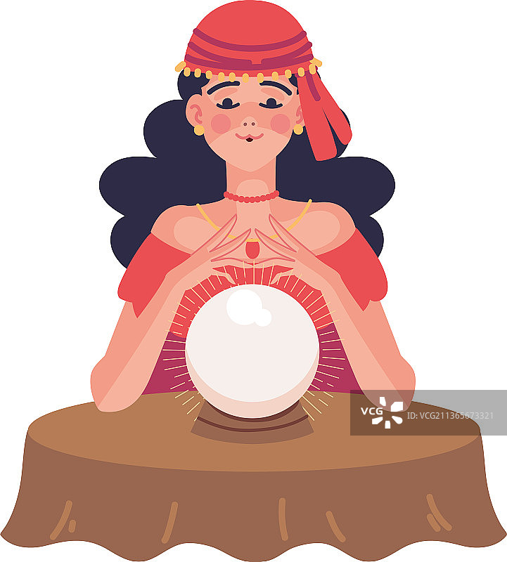 占卜师看水晶球图片素材