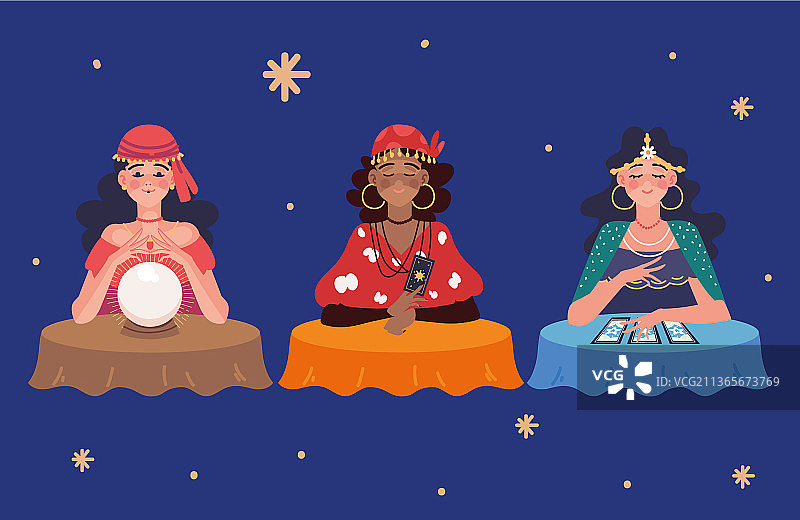 神秘的占卜女人图片素材