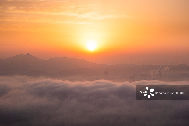 衡山县城日出云海景观图片素材