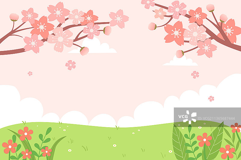 春暖花开风景矢量插画图片素材