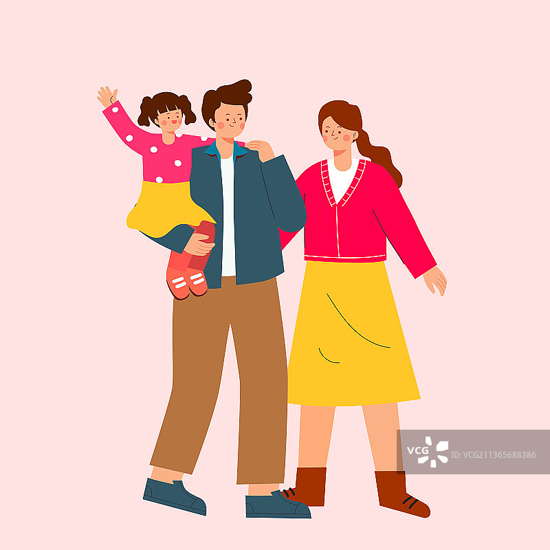 一家三口矢量插画图片素材