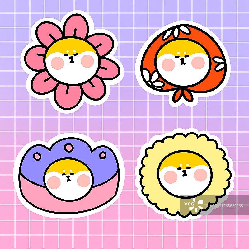 柴犬花卷IP形象花朵图片素材