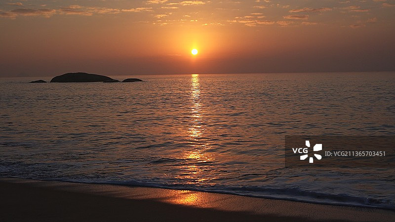 厦门黄厝海滩日落图片素材
