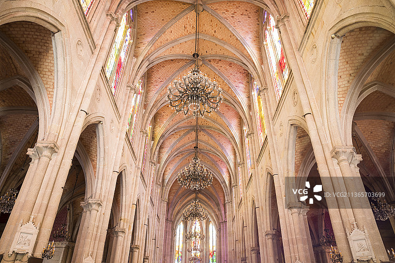 中国广东广州石室圣心教堂内部局部特写图片素材