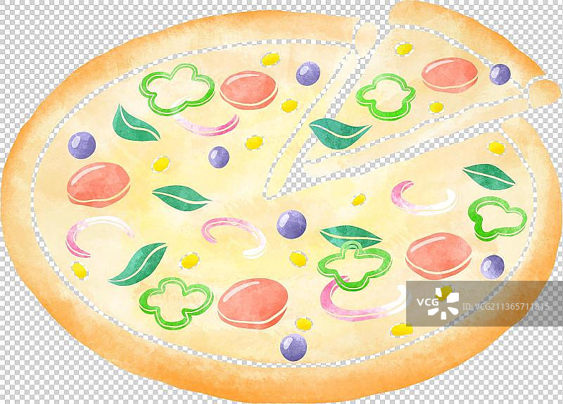 扁平水彩纹理披萨图片素材