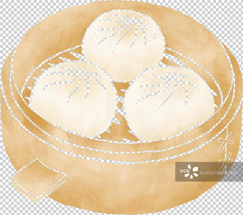扁平水彩纹理蒸笼包子图片素材