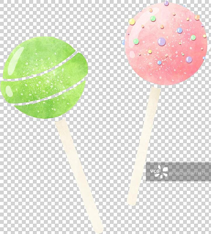 扁平水彩纹理球形棒棒糖图片素材