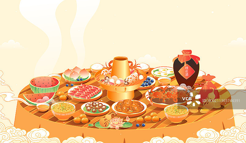 一桌子美食图片素材