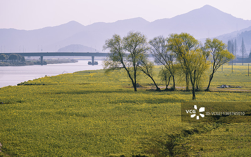 绍兴市上虞区曹娥江风景名胜区--江畔绿地图片素材