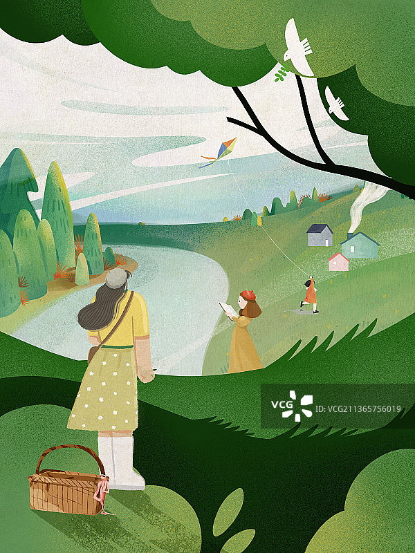 绿色生活清新环保插画图片素材