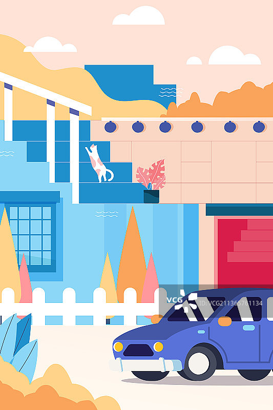 卡通购物节电商网购春游情侣情人节青年出游居家春季春天节气旅游旅行商务促销城市建筑自然风景渐变矢量插画图片素材