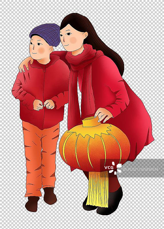 春节妈妈和孩子图片素材