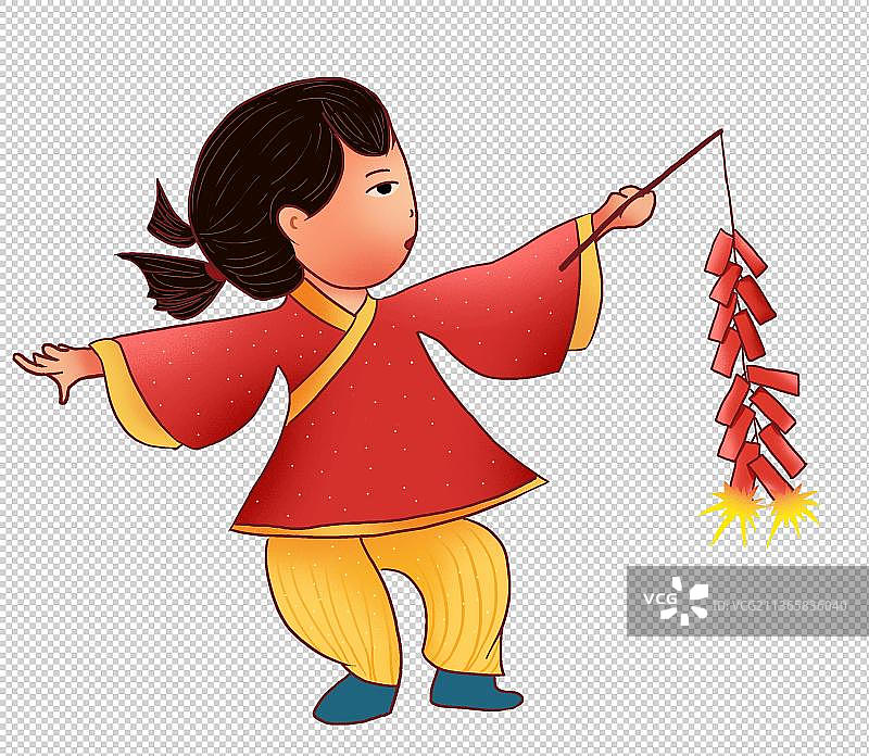 春节放鞭炮的女孩图片素材