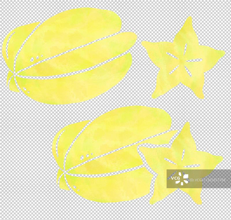 扁平手绘水彩纹理杨桃图片素材