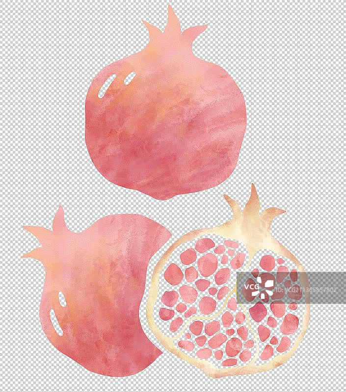 扁平手绘水彩纹理石榴图片素材