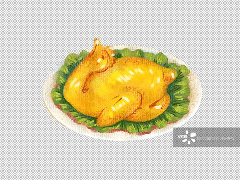 广东菜三黄鸡菜品插画图片素材