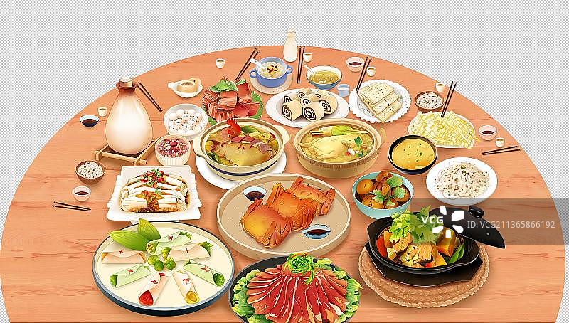 一桌年夜饭菜品图片素材