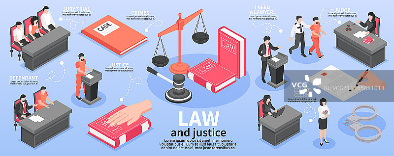 法律与公正2.5D等距信息图图片素材