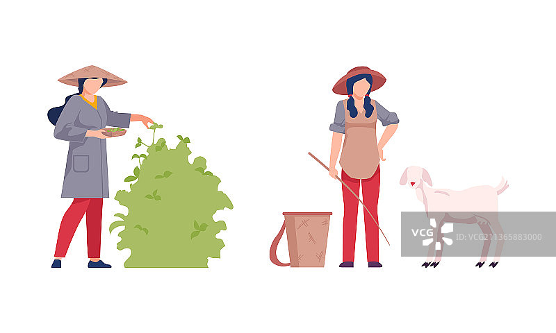 亚洲女农民种植农作物图片素材