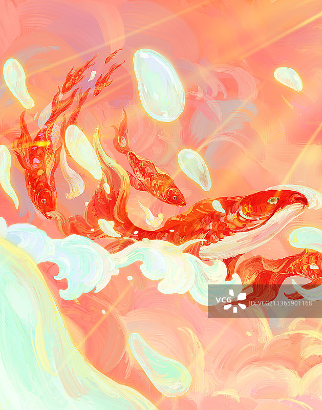 锦鲤创意插画图片素材