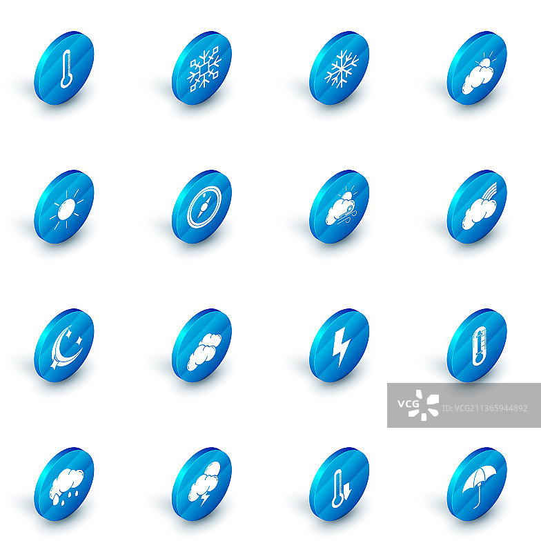 雪花太阳云朵天气月亮星星元素套装图片素材